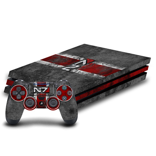 EA Bioware Mass Effect Graphics N7 Logo Distressed Vinyl Sticker Skin Decal Cover for Sony PS4 Pro Bundle