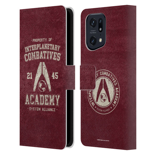 EA Bioware Mass Effect 3 Badges And Logos Interplanetary Combatives Leather Book Wallet Case Cover For OPPO Find X5 Pro