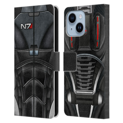 EA Bioware Mass Effect Armor Collection N7 Leather Book Wallet Case Cover For Apple iPhone 14 Plus