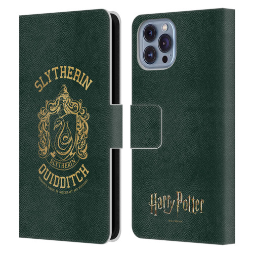 Harry Potter Deathly Hallows X Slytherin Quidditch Leather Book Wallet Case Cover For Apple iPhone 14