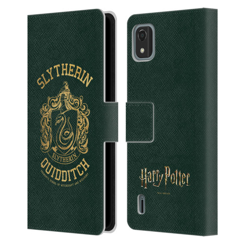 Harry Potter Deathly Hallows X Slytherin Quidditch Leather Book Wallet Case Cover For Nokia C2 2nd Edition