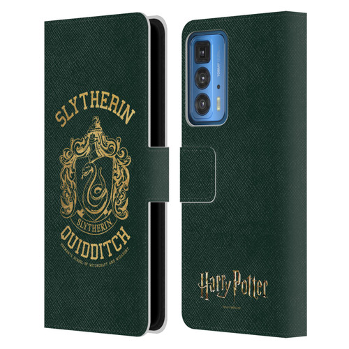 Harry Potter Deathly Hallows X Slytherin Quidditch Leather Book Wallet Case Cover For Motorola Edge 20 Pro