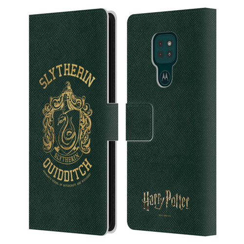 Harry Potter Deathly Hallows X Slytherin Quidditch Leather Book Wallet Case Cover For Motorola Moto G9 Play