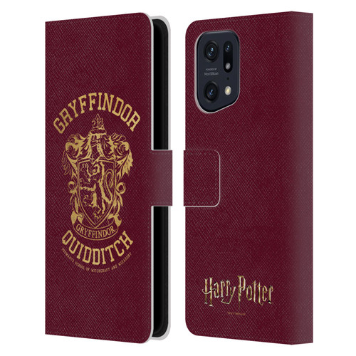 Harry Potter Deathly Hallows X Gryffindor Quidditch Leather Book Wallet Case Cover For OPPO Find X5