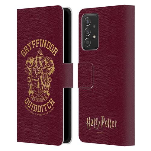 Harry Potter Deathly Hallows X Gryffindor Quidditch Leather Book Wallet Case Cover For Samsung Galaxy A52 / A52s / 5G (2021)