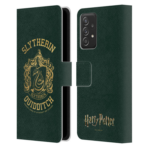 Harry Potter Deathly Hallows X Slytherin Quidditch Leather Book Wallet Case Cover For Samsung Galaxy A52 / A52s / 5G (2021)