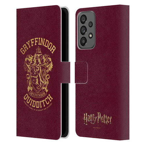 Harry Potter Deathly Hallows X Gryffindor Quidditch Leather Book Wallet Case Cover For Samsung Galaxy A73 5G (2022)