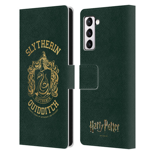 Harry Potter Deathly Hallows X Slytherin Quidditch Leather Book Wallet Case Cover For Samsung Galaxy S21+ 5G