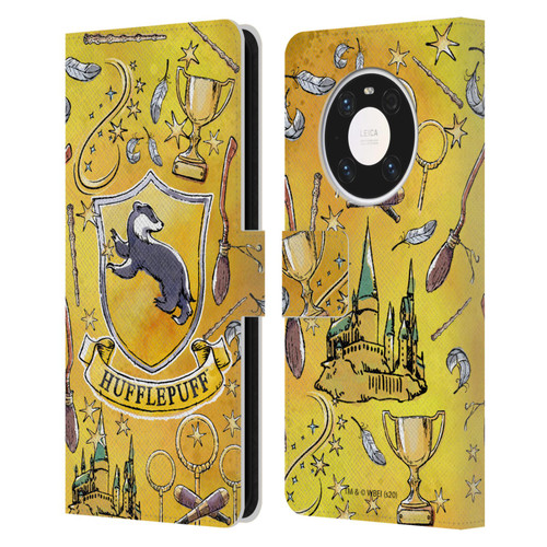 Harry Potter Deathly Hallows XIII Hufflepuff Pattern Leather Book Wallet Case Cover For Huawei Mate 40 Pro 5G