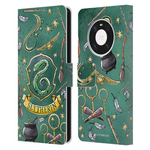 Harry Potter Deathly Hallows XIII Slytherin Pattern Leather Book Wallet Case Cover For Huawei Mate 40 Pro 5G