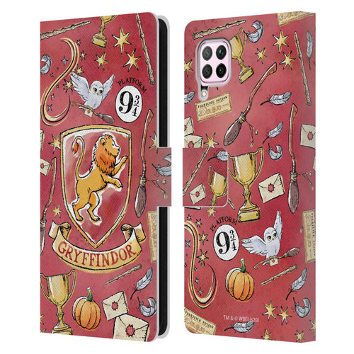Harry Potter Deathly Hallows XIII Gryffindor Pattern Leather Book Wallet Case Cover For Huawei Nova 6 SE / P40 Lite