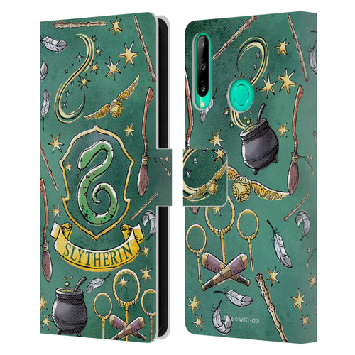 Harry Potter Deathly Hallows XIII Slytherin Pattern Leather Book Wallet Case Cover For Huawei P40 lite E