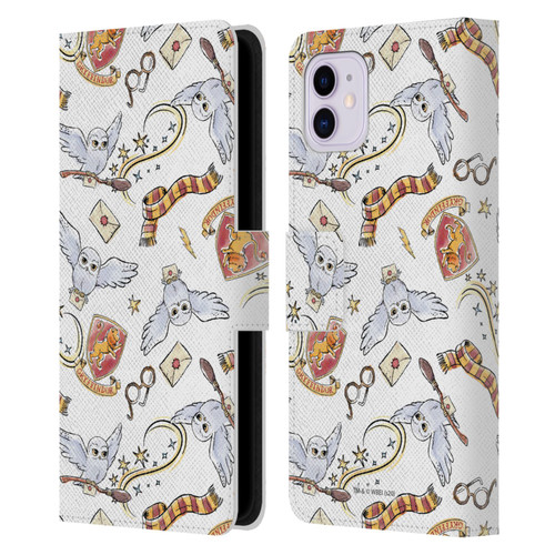 Harry Potter Deathly Hallows XIII Hedwig Owl Pattern Leather Book Wallet Case Cover For Apple iPhone 11