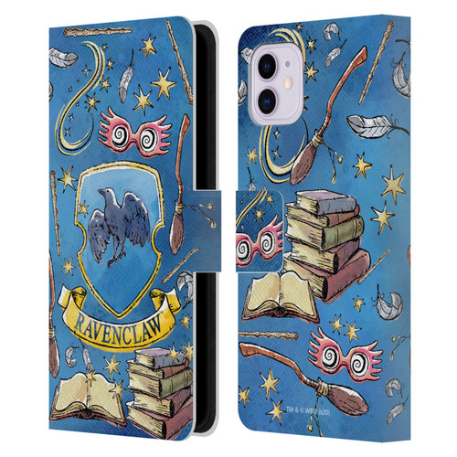 Harry Potter Deathly Hallows XIII Ravenclaw Pattern Leather Book Wallet Case Cover For Apple iPhone 11