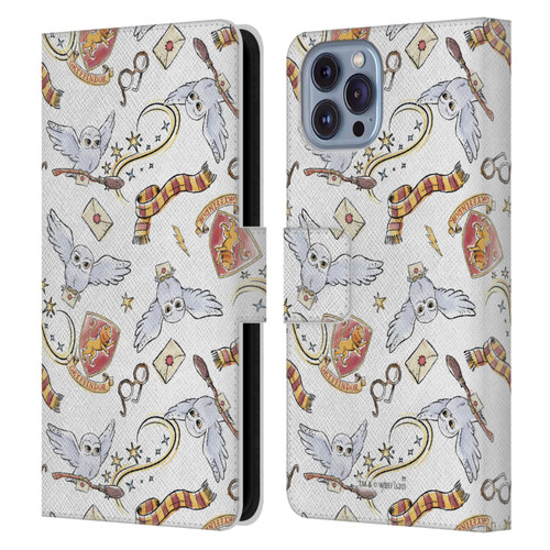 Harry Potter Deathly Hallows XIII Hedwig Owl Pattern Leather Book Wallet Case Cover For Apple iPhone 14