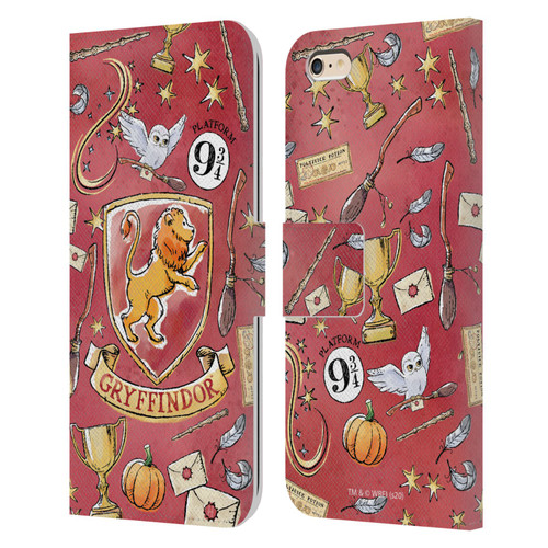 Harry Potter Deathly Hallows XIII Gryffindor Pattern Leather Book Wallet Case Cover For Apple iPhone 6 Plus / iPhone 6s Plus
