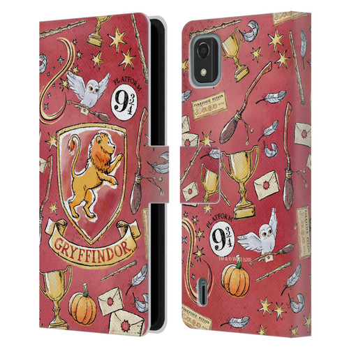 Harry Potter Deathly Hallows XIII Gryffindor Pattern Leather Book Wallet Case Cover For Nokia C2 2nd Edition