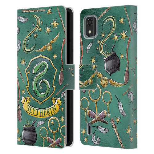 Harry Potter Deathly Hallows XIII Slytherin Pattern Leather Book Wallet Case Cover For Nokia C2 2nd Edition