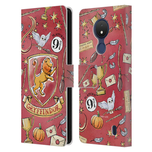 Harry Potter Deathly Hallows XIII Gryffindor Pattern Leather Book Wallet Case Cover For Nokia C21