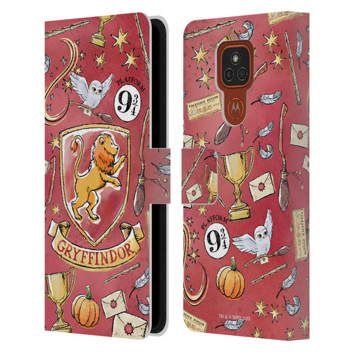 Harry Potter Deathly Hallows XIII Gryffindor Pattern Leather Book Wallet Case Cover For Motorola Moto E7 Plus