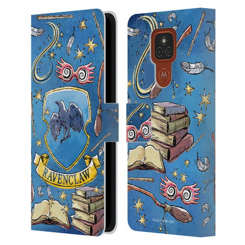 Harry Potter Deathly Hallows XIII Ravenclaw Pattern Leather Book Wallet Case Cover For Motorola Moto E7 Plus