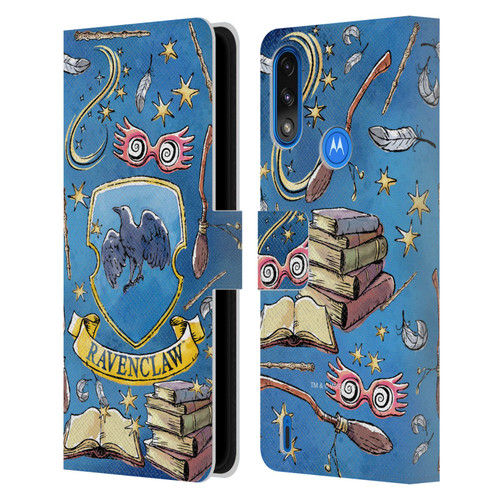 Harry Potter Deathly Hallows XIII Ravenclaw Pattern Leather Book Wallet Case Cover For Motorola Moto E7 Power / Moto E7i Power
