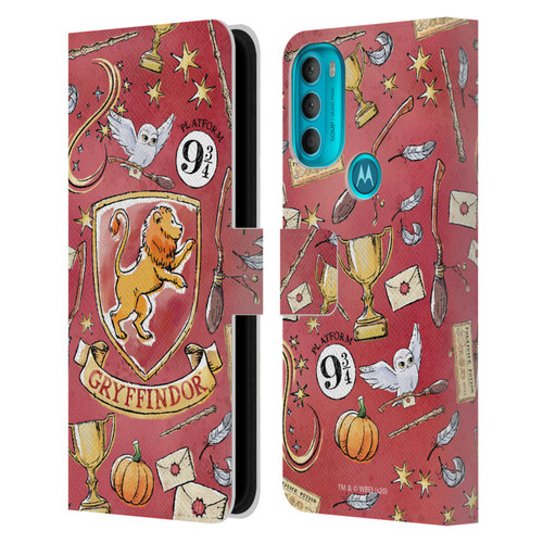 Harry Potter Deathly Hallows XIII Gryffindor Pattern Leather Book Wallet Case Cover For Motorola Moto G71 5G