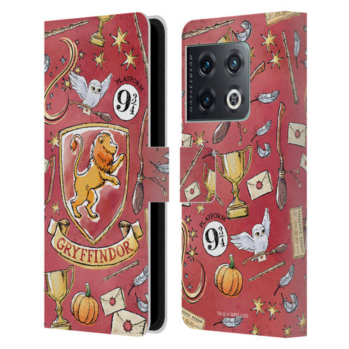 Harry Potter Deathly Hallows XIII Gryffindor Pattern Leather Book Wallet Case Cover For OnePlus 10 Pro