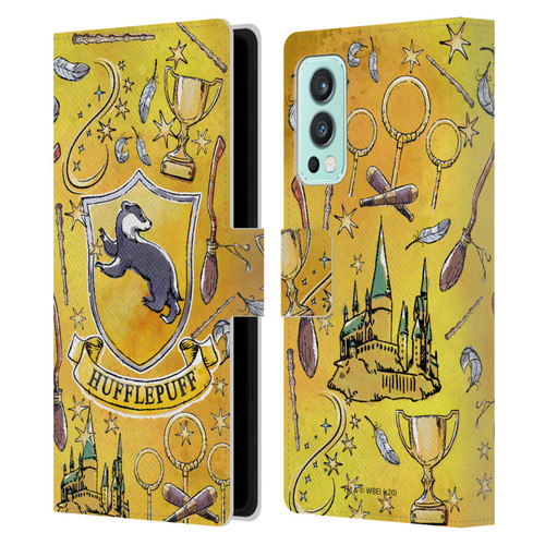 Harry Potter Deathly Hallows XIII Hufflepuff Pattern Leather Book Wallet Case Cover For OnePlus Nord 2 5G