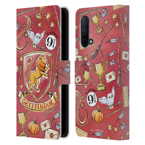 Harry Potter Deathly Hallows XIII Gryffindor Pattern Leather Book Wallet Case Cover For OnePlus Nord CE 5G
