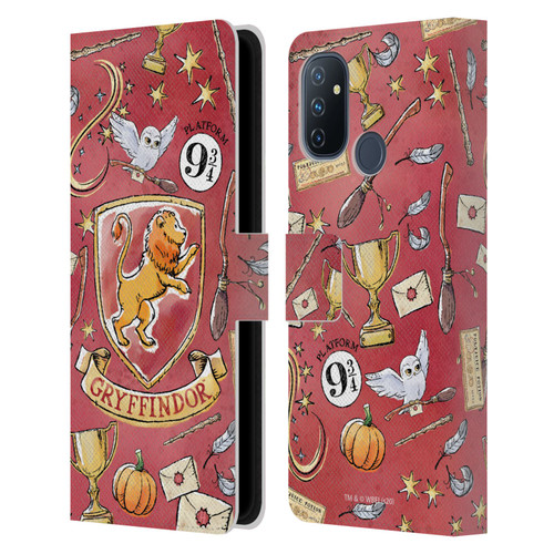 Harry Potter Deathly Hallows XIII Gryffindor Pattern Leather Book Wallet Case Cover For OnePlus Nord N100
