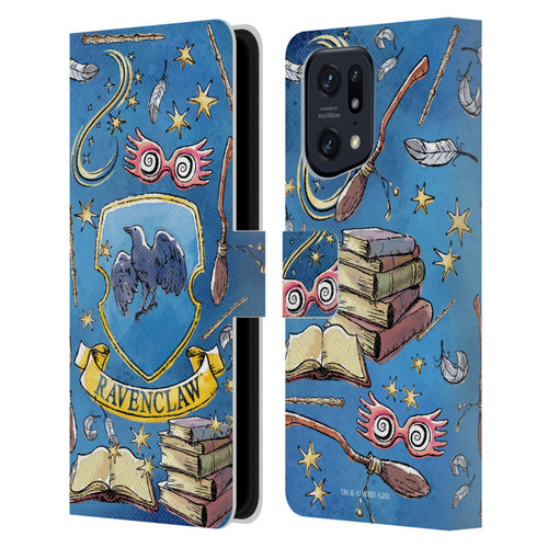 Harry Potter Deathly Hallows XIII Ravenclaw Pattern Leather Book Wallet Case Cover For OPPO Find X5 Pro