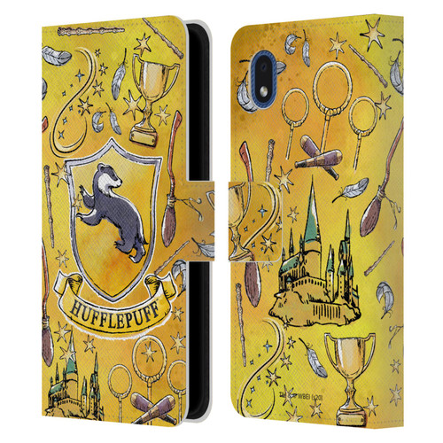 Harry Potter Deathly Hallows XIII Hufflepuff Pattern Leather Book Wallet Case Cover For Samsung Galaxy A01 Core (2020)