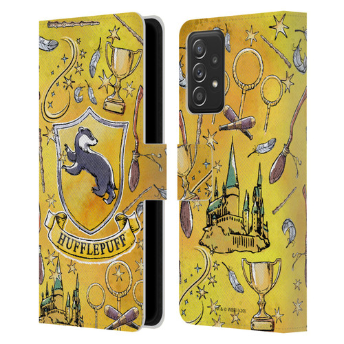 Harry Potter Deathly Hallows XIII Hufflepuff Pattern Leather Book Wallet Case Cover For Samsung Galaxy A52 / A52s / 5G (2021)