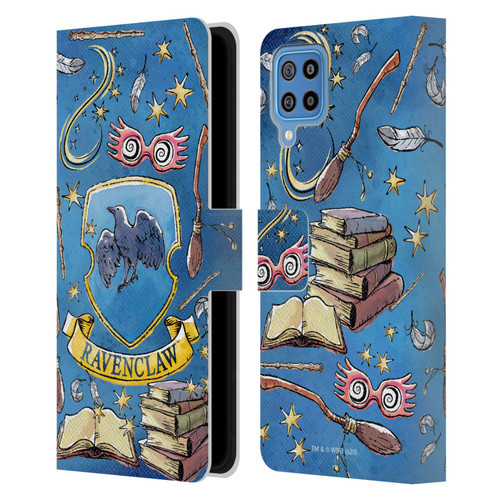 Harry Potter Deathly Hallows XIII Ravenclaw Pattern Leather Book Wallet Case Cover For Samsung Galaxy F22 (2021)