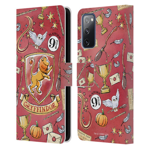Harry Potter Deathly Hallows XIII Gryffindor Pattern Leather Book Wallet Case Cover For Samsung Galaxy S20 FE / 5G
