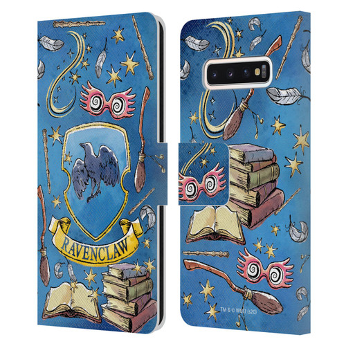 Harry Potter Deathly Hallows XIII Ravenclaw Pattern Leather Book Wallet Case Cover For Samsung Galaxy S10