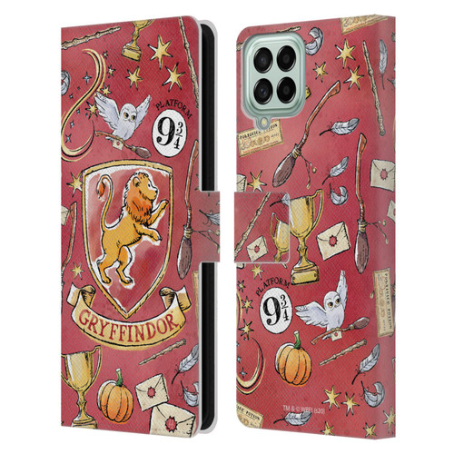 Harry Potter Deathly Hallows XIII Gryffindor Pattern Leather Book Wallet Case Cover For Samsung Galaxy M53 (2022)