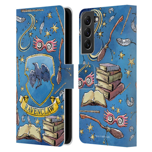 Harry Potter Deathly Hallows XIII Ravenclaw Pattern Leather Book Wallet Case Cover For Samsung Galaxy S22+ 5G