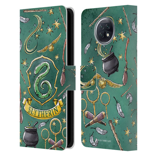 Harry Potter Deathly Hallows XIII Slytherin Pattern Leather Book Wallet Case Cover For Xiaomi Redmi Note 9T 5G