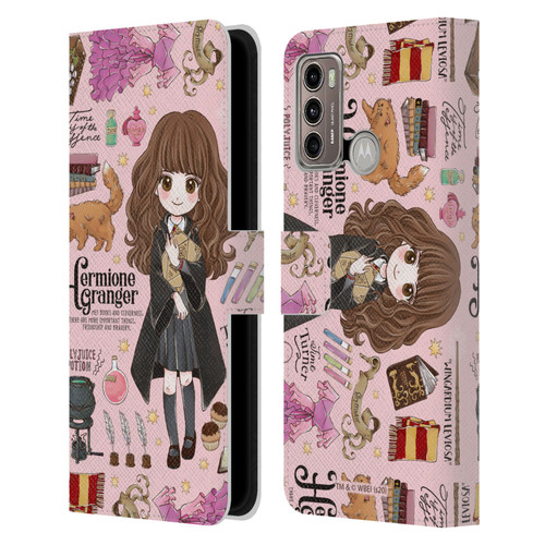 Harry Potter Deathly Hallows XXXVII Hermione Pattern Leather Book Wallet Case Cover For Motorola Moto G60 / Moto G40 Fusion