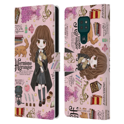 Harry Potter Deathly Hallows XXXVII Hermione Pattern Leather Book Wallet Case Cover For Motorola Moto G9 Play