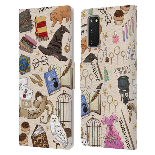 Harry Potter Deathly Hallows XXXVII Hogwarts Pattern Leather Book Wallet Case Cover For Samsung Galaxy S20 / S20 5G