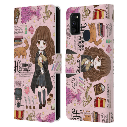 Harry Potter Deathly Hallows XXXVII Hermione Pattern Leather Book Wallet Case Cover For Samsung Galaxy M30s (2019)/M21 (2020)