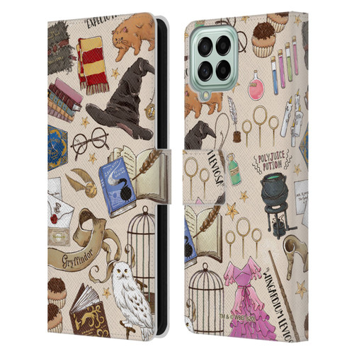 Harry Potter Deathly Hallows XXXVII Hogwarts Pattern Leather Book Wallet Case Cover For Samsung Galaxy M33 (2022)