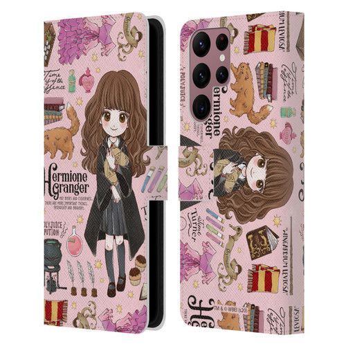 Harry Potter Deathly Hallows XXXVII Hermione Pattern Leather Book Wallet Case Cover For Samsung Galaxy S22 Ultra 5G