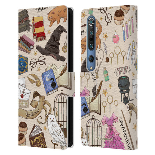 Harry Potter Deathly Hallows XXXVII Hogwarts Pattern Leather Book Wallet Case Cover For Xiaomi Mi 10 5G / Mi 10 Pro 5G