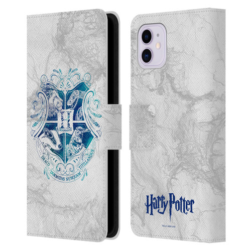 Harry Potter Deathly Hallows IX Hogwarts Aguamenti Leather Book Wallet Case Cover For Apple iPhone 11