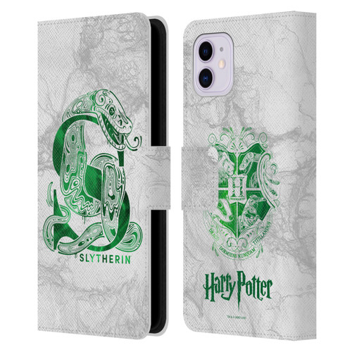 Harry Potter Deathly Hallows IX Slytherin Aguamenti Leather Book Wallet Case Cover For Apple iPhone 11