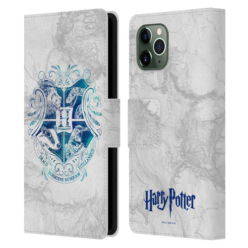 Harry Potter Deathly Hallows IX Hogwarts Aguamenti Leather Book Wallet Case Cover For Apple iPhone 11 Pro